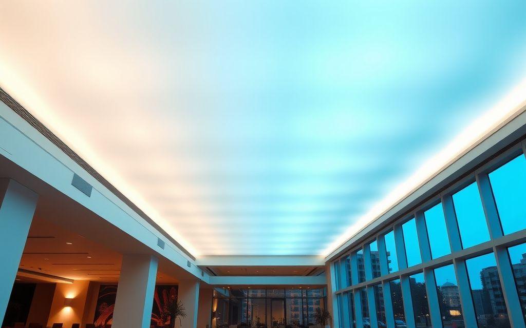 Translucent ceiling panel glowing like a skylight