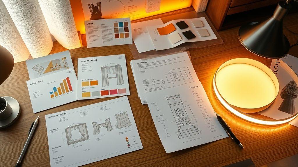 Lighting plan sketches with glowing membrane sample