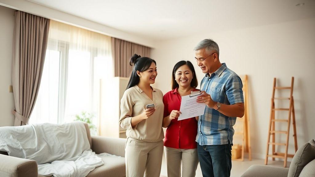 Couple going through a renovation checklist with their contractor